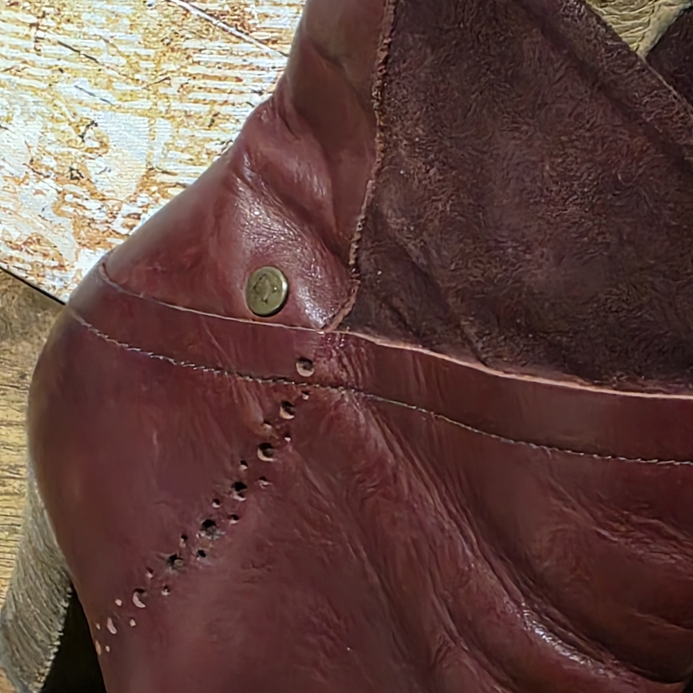 Chic DKODE Women's Burgundy/Ox Blood Leather And Suede Heeled Ankle Boots - Picture 6 of 15